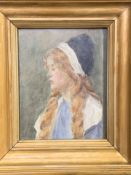 Small gilt framed watercolour of a girl