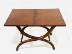 Mahogany folding X frame low coaching table