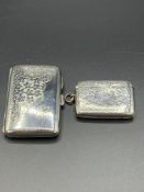 Silver cigarette case, Birmingham 1908, silver vesta case, hallmarked Birmingham 1902