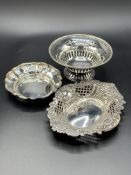 Three hallmarked silver dishes