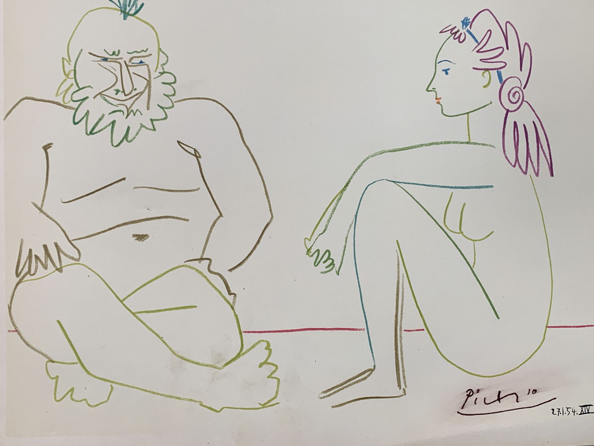 Unframed, hand signed and dated coloured lithograph by Pablo Picasso - Bild 3 aus 3