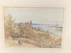 Framed and glazed watercolour of Le Mont St Michel, signed Anne Dorset.