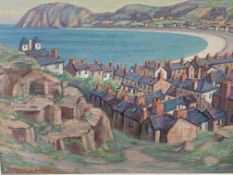 Framed oil on canvas of Llandudno bay, signed H Clayton Jones