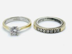 18ct white gold solitaire diamond ring and eternity ring