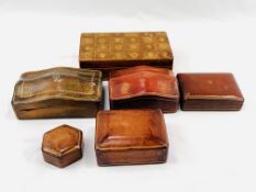 Six leather boxes made in Florence