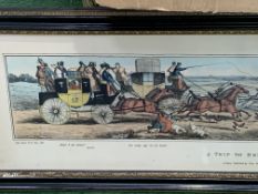 4 framed and glazed hand-coloured prints entitled "A Trip to Brighton", plates 1-4, John Dean Paul