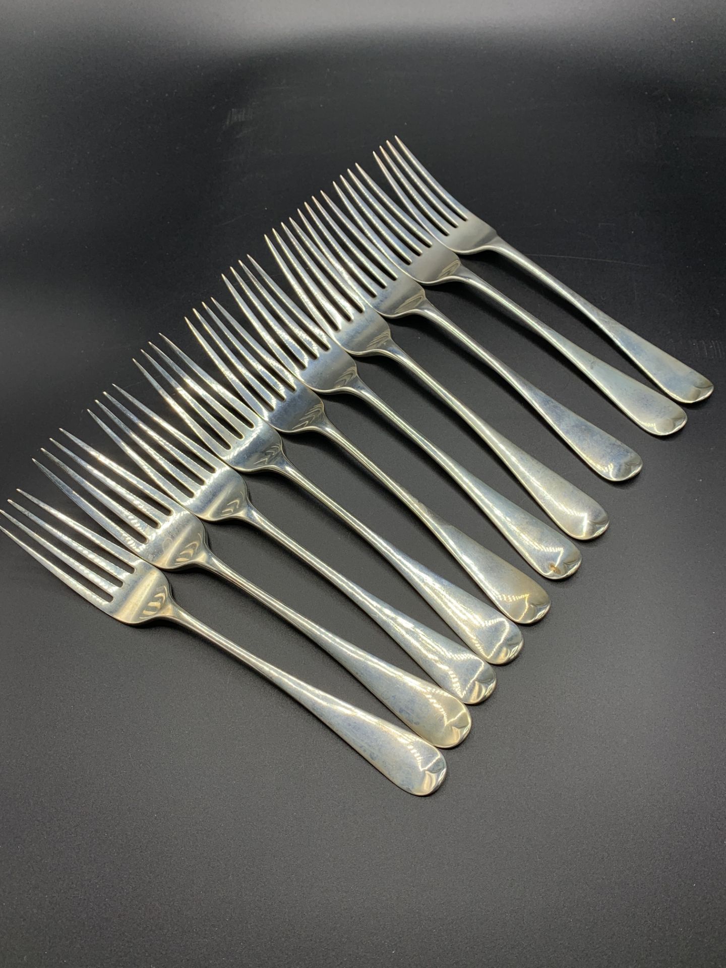 Ten late Georgian silver forks, London 1829 by William Cripps - Image 3 of 3