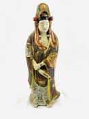 Japanese Meiji period satsuma figure of the Goddess Guyan, 46cms, signed to base.