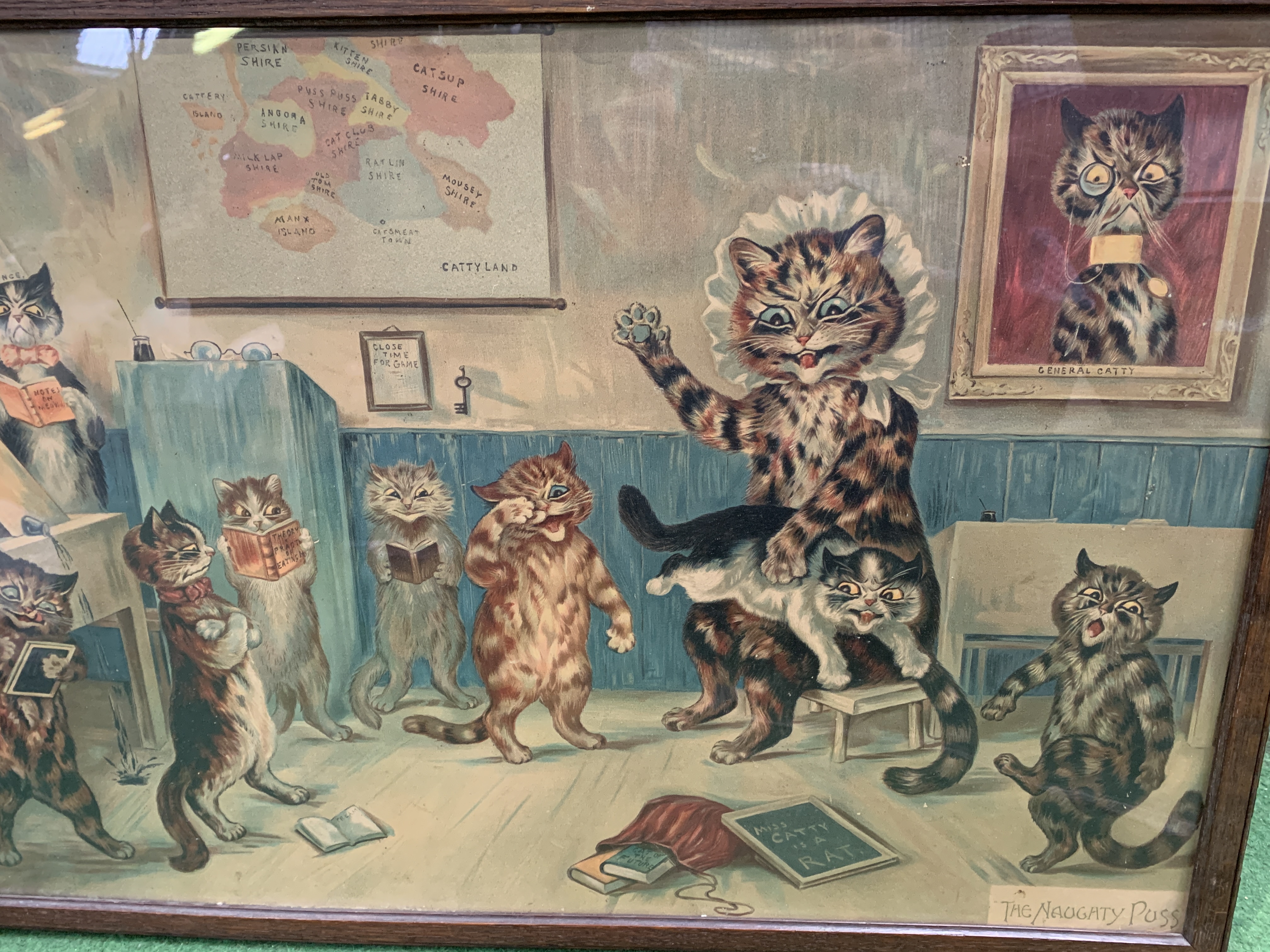 Framed and glazed Louis Wain print "The Naughty Puss" - Image 3 of 4
