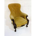 Victorian carved mahogany spoon back drawing room chair