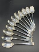Eleven late Georgian silver teaspoons hallmarked London 1828 by William Cripps