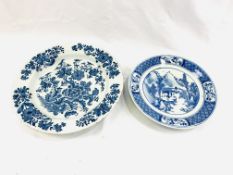 Two 19th Century blue and white Chinese Export plates