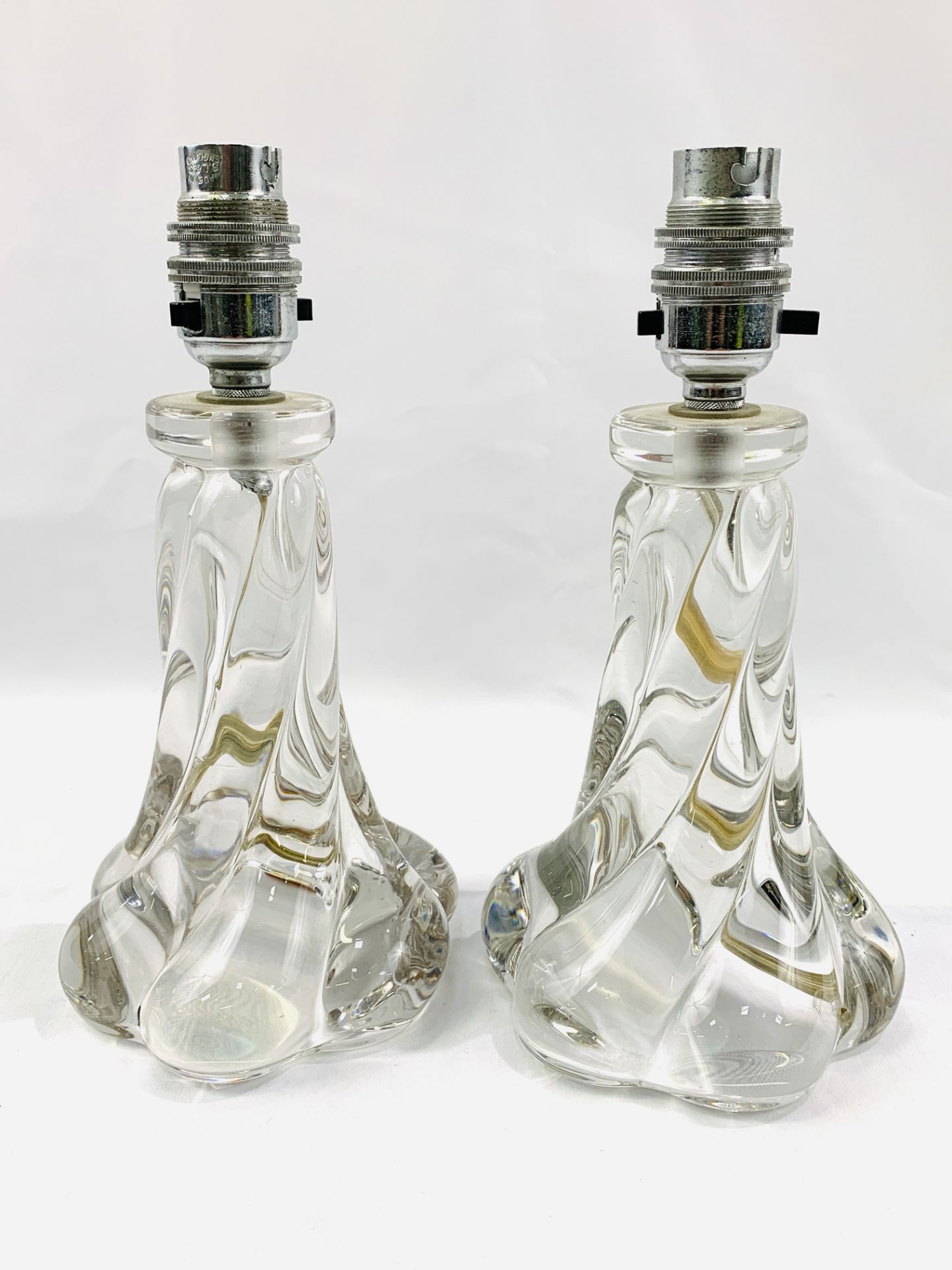 Pair of 1950's French glass table lamps