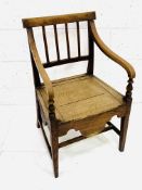 Oak 19th century open armchair commode