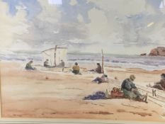 Framed and glazed watercolour of a beach scene signed Edward Shanksyer, with another.