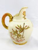 Royal Worcester jug circa 1897 hand painted with flowers