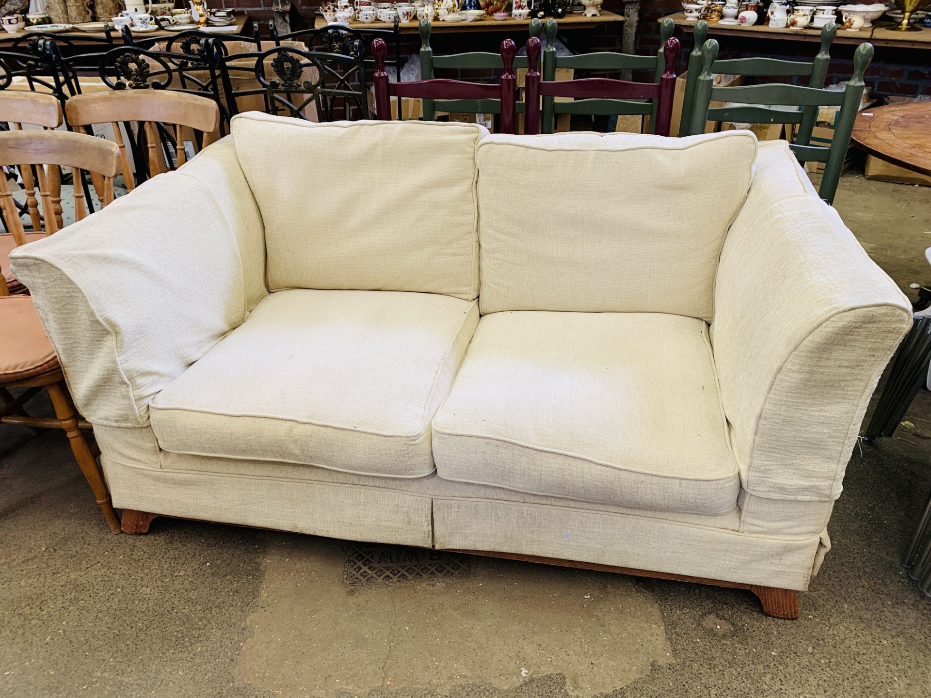 Cream upholstered two seat sofa - Image 2 of 4