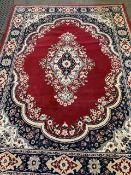 Red and blue ground rug