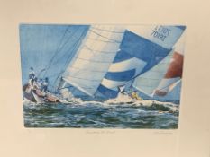 Framed and glazed print of a photograph by Beken of Cowes "Six Metre Class, 1948