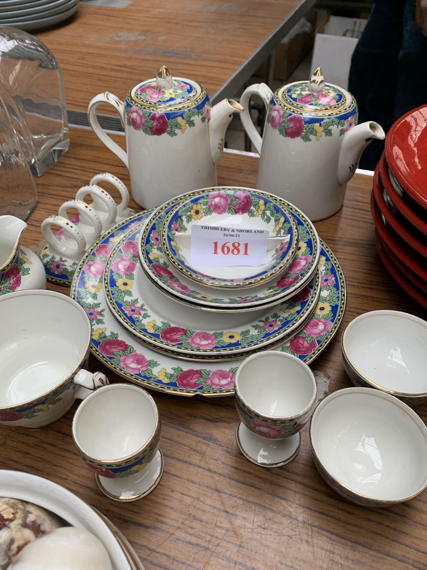 Quantity of glassware; Booth's china part breakfast set and other items including a hunting crop - Image 9 of 15