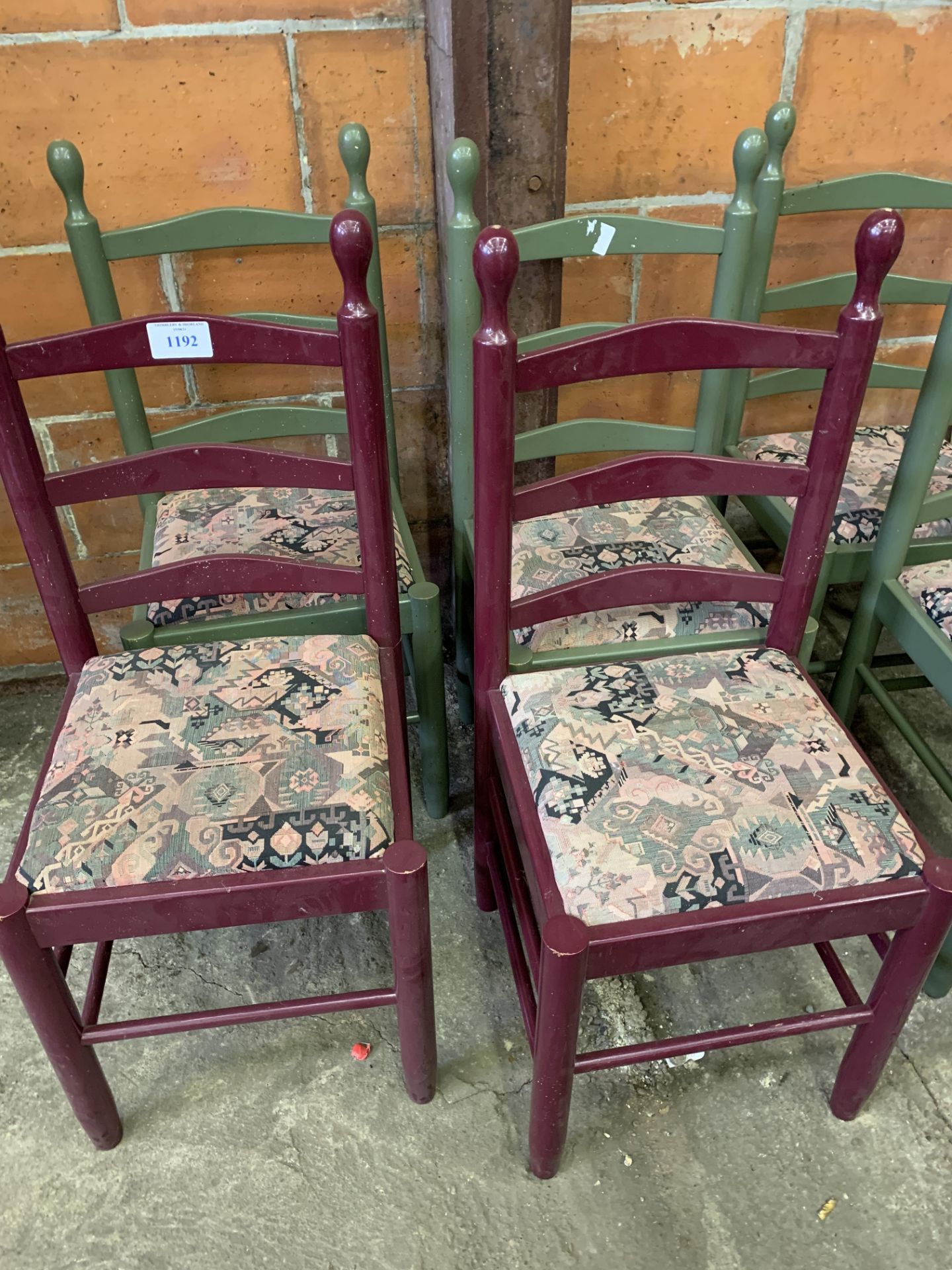 Set of six painted wood framed ladder back chairs - Image 4 of 4