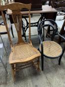 A child's rocking chair together with a child's bentwood chair.