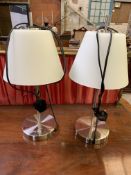 Two table lamps with frosted shades