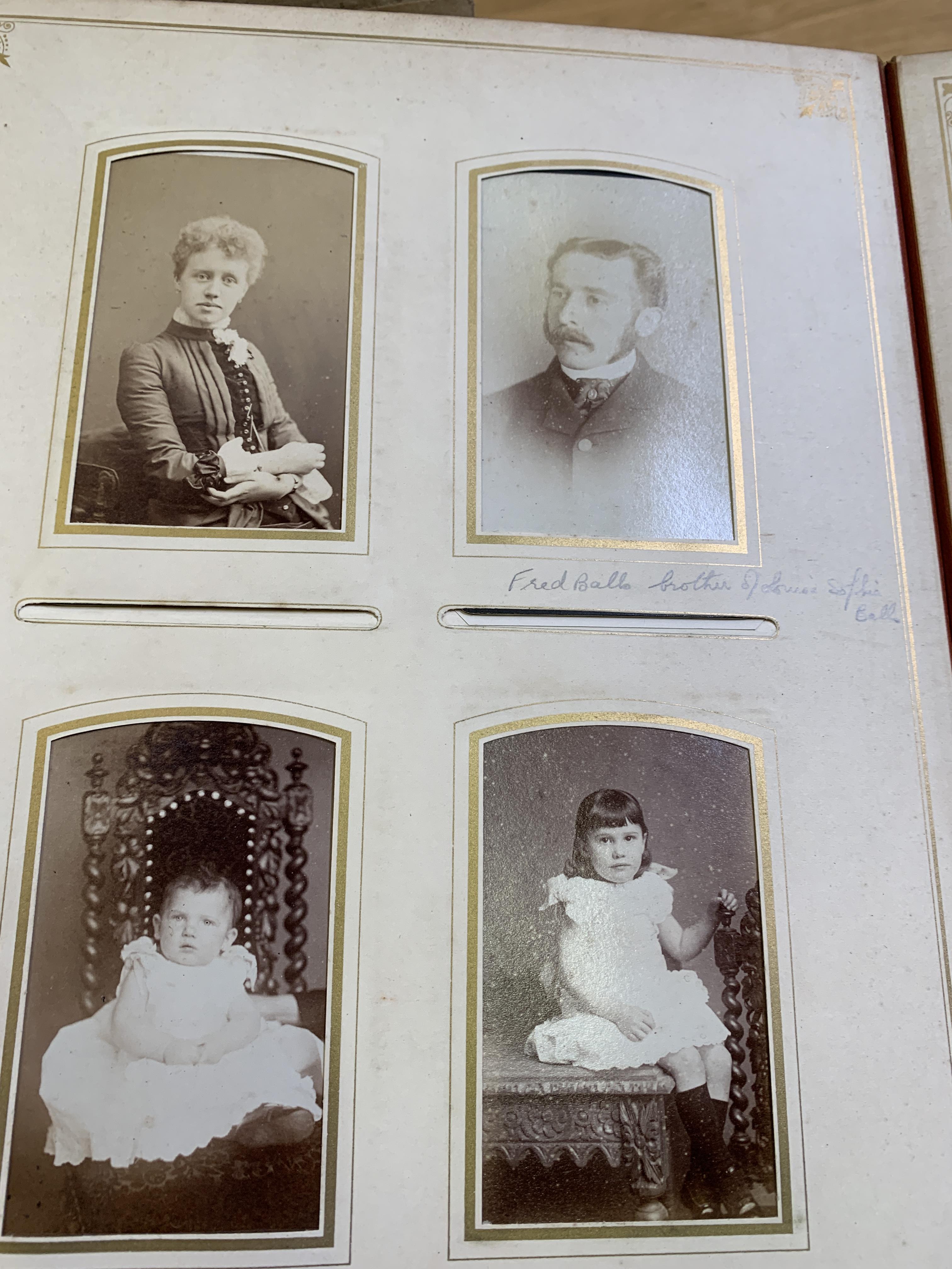 Three leather bound Victorian photograph albums