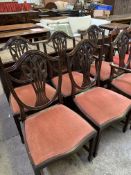 Set of six mahogany framed shield back dining chairs