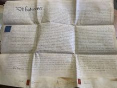 Collection of 19th century deeds and other documents mostly on vellum