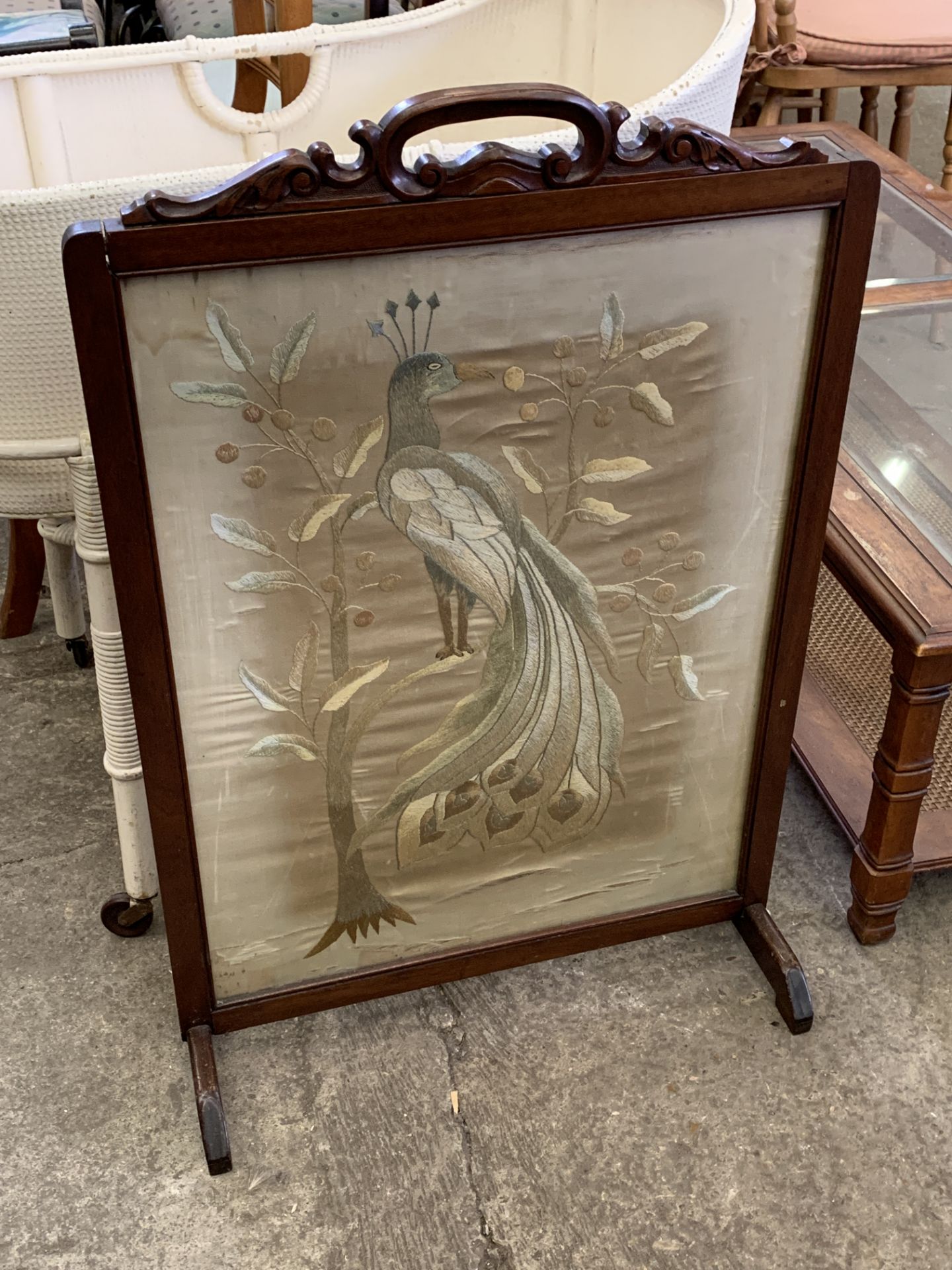 Mahogany framed fire screen