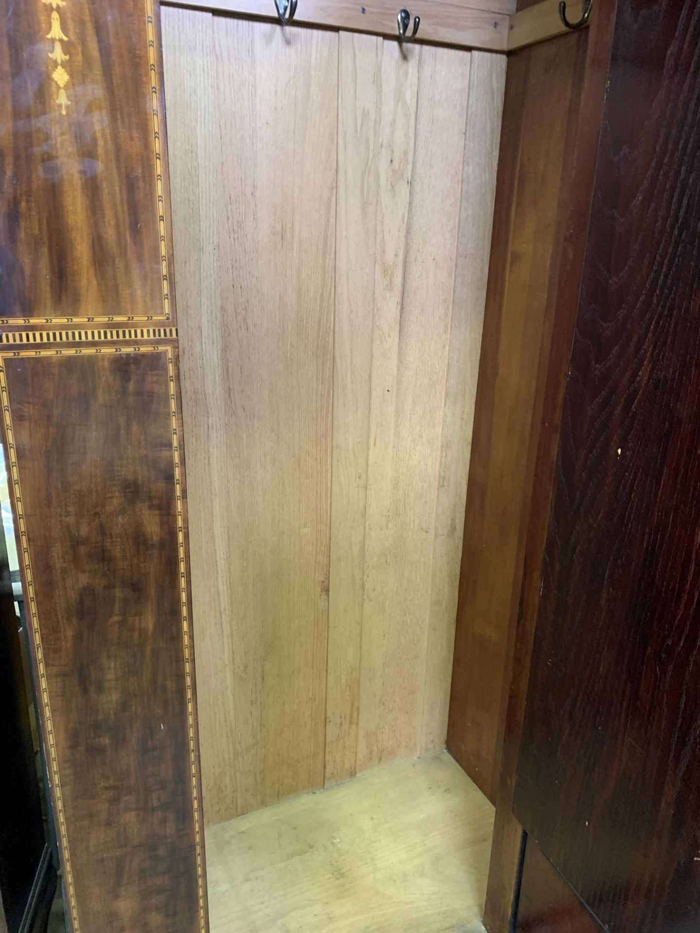 Edwardian inlaid mahogany single wardrobe - Image 7 of 7