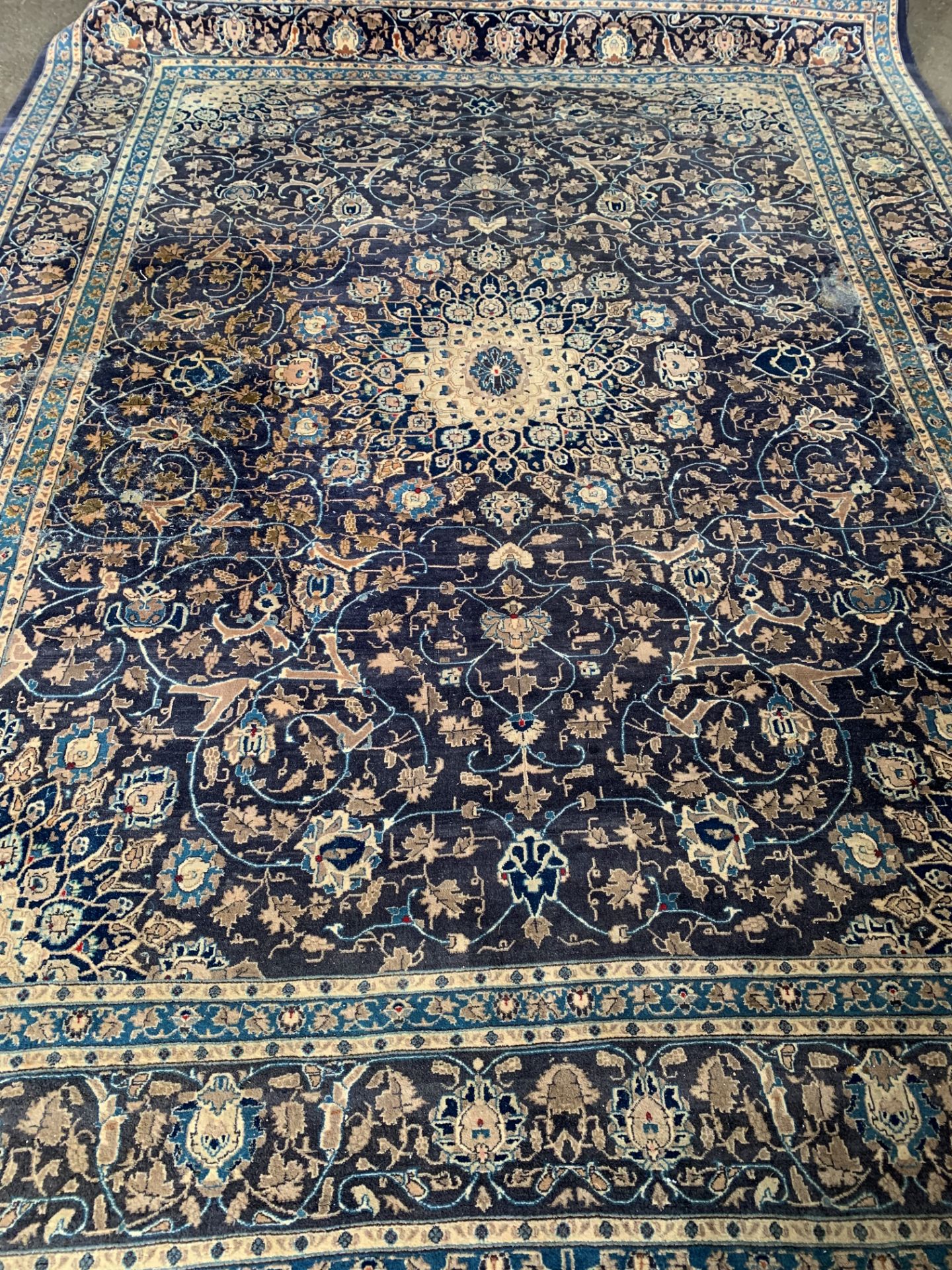 Blue ground wool rug