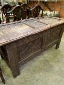 18th Century carved oak panel chest