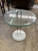 Circular bevelled edge glass top side table