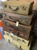 Two velum suitcases and four leather suitcases