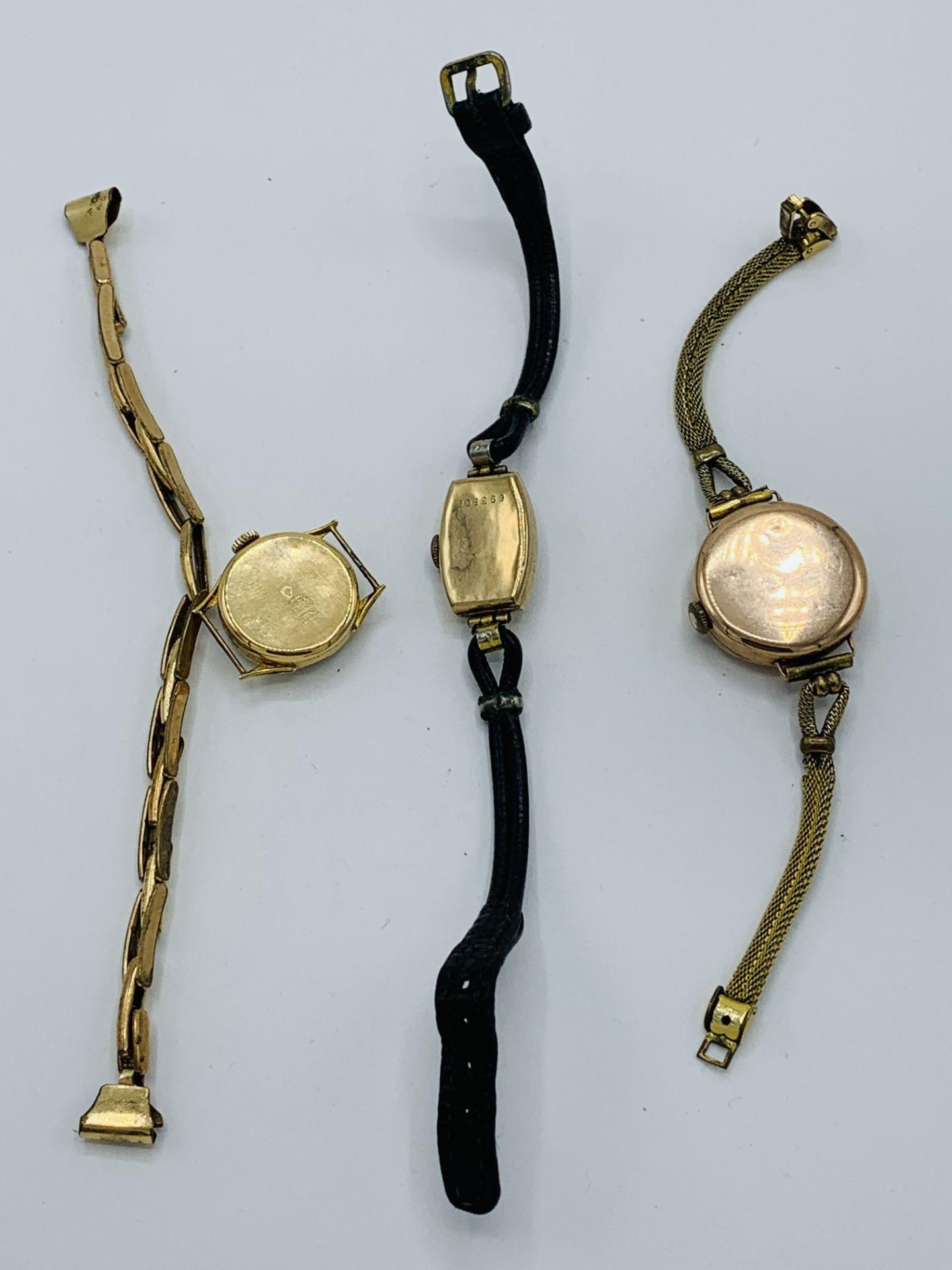 18ct gold case Excellent 17 jewels lady's wrist watch, and two 9ct gold watches - Image 2 of 4