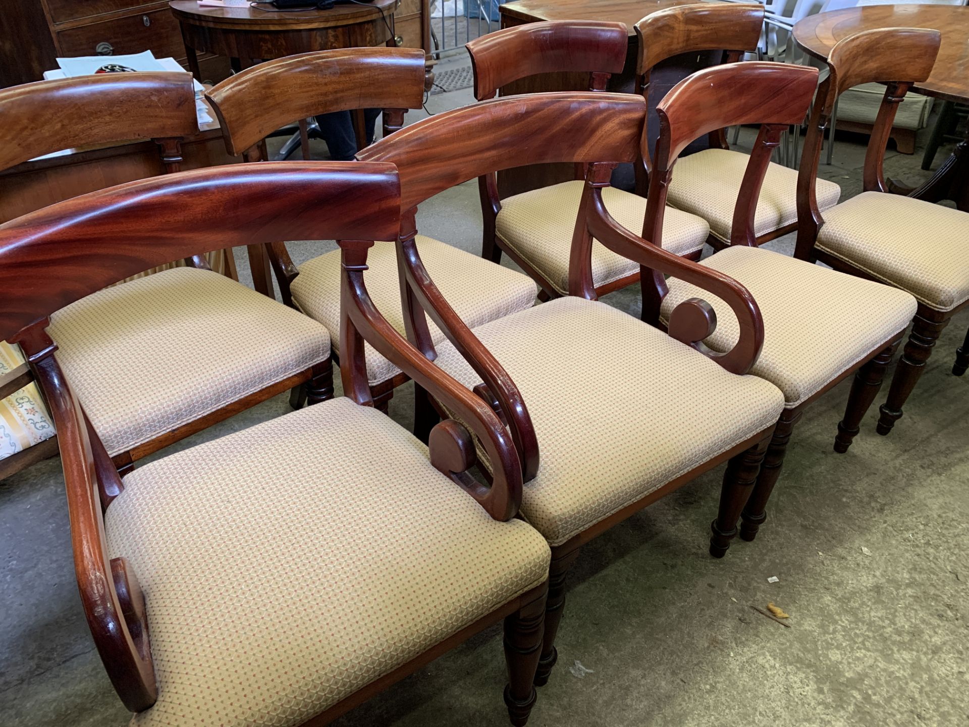 Group of eight mahogany dining chairs