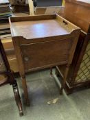 Mahogany pot stand on tapered legs and a carved wooden box