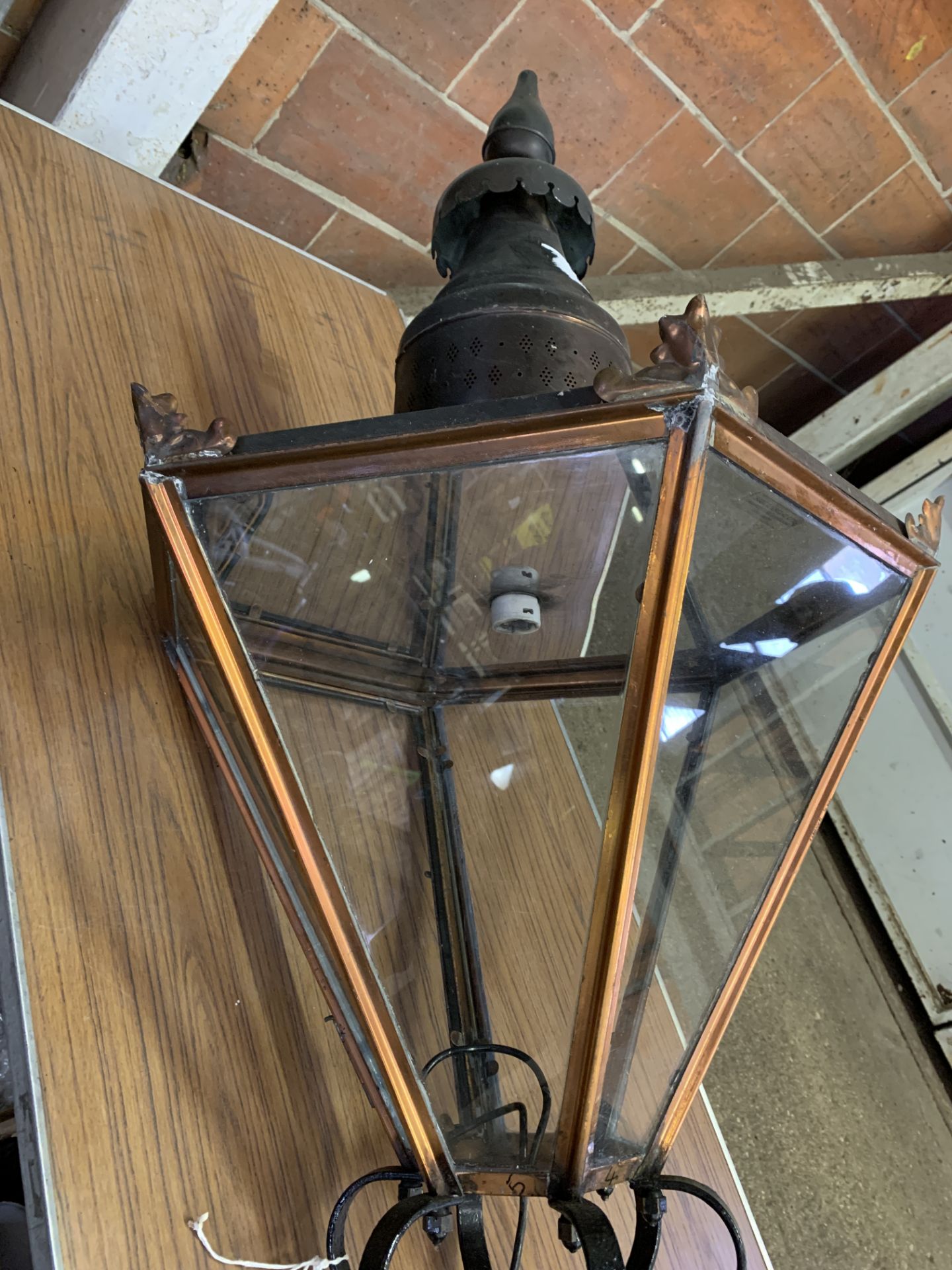 Large glazed Victorian style copper lantern - Image 4 of 7