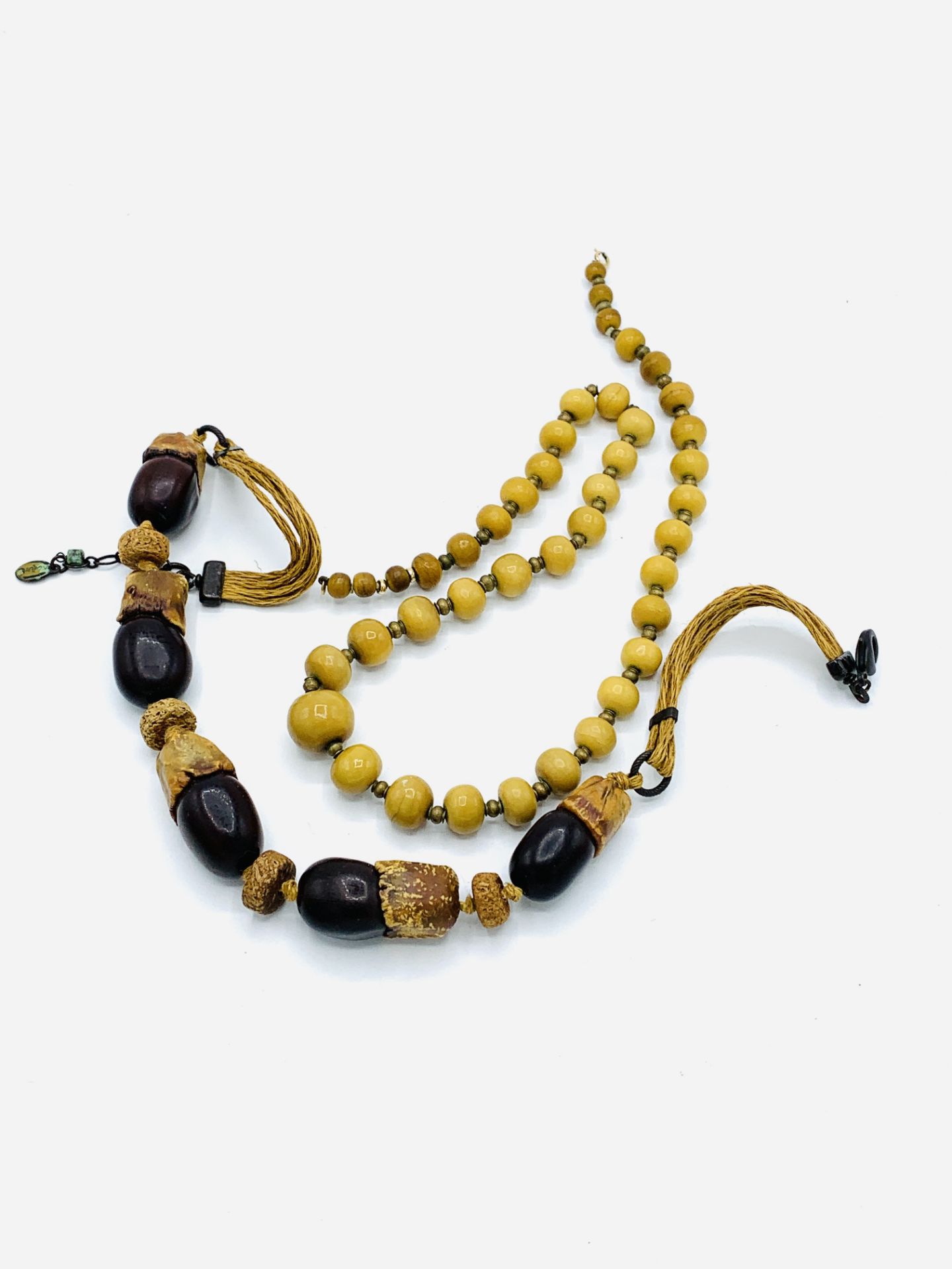 Two wood bead necklaces