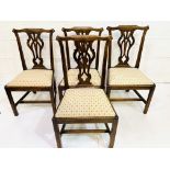 Group of four 19th Century mahogany framed Chippendale style chairs