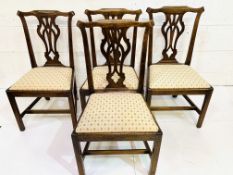 Group of four 19th Century mahogany framed Chippendale style chairs