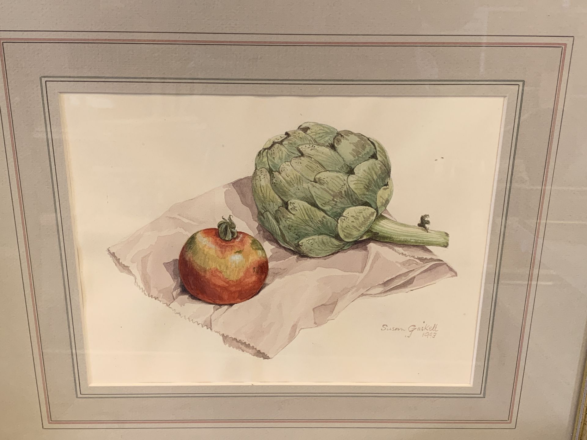 Five framed and glazed still life watercolours by Susan Gaskell