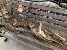 Four wooden model Galleons