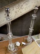 Pair of glass effect columned table lamps