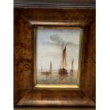 Pair of small gilt framed oil paintings of sailing ships signed R Cavalla