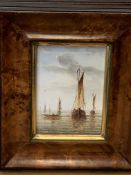 Pair of small gilt framed oil paintings of sailing ships signed R Cavalla