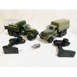 Two JJRC Q series 2.4G remote control off road military trucks