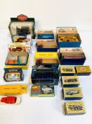 Five Matchbox Models of Yesteryear together with a collection of Dinky toy vehicles